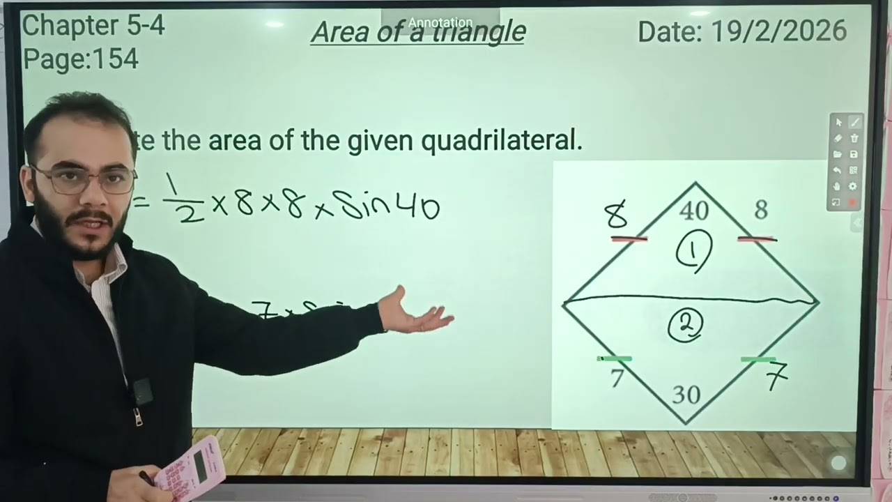 Area of a triangle Using Triangular functions 5.4