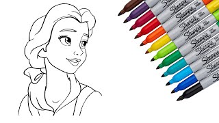 Coloring Belle 🌹💛 | Belle 🥀 Bele | Princess 💝 | Easy Coloring | Coloring | For kids | Easy Painting