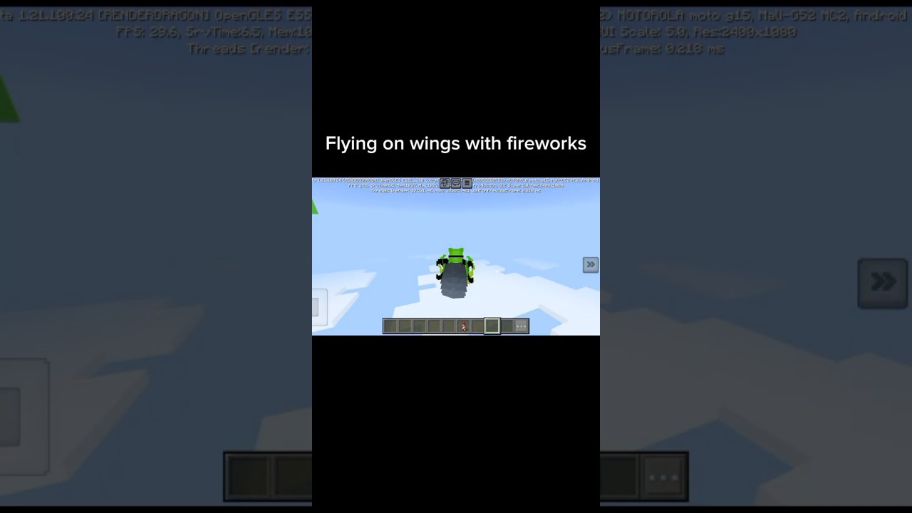 Flying with a normal wing , Flying on wings with fireworks , #マインクラフト #shorts #마인크래프트 #video