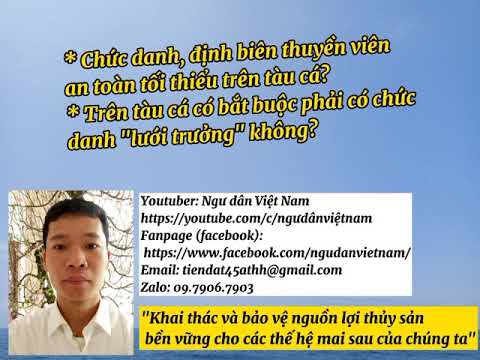 Chức danh, định biên thuyền viên an toàn tối thiểu trên tàu cá