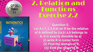 CBSE Class 11 EX 2.2 Q 5: Let A={1,2,3,4,6} let R relation of A defined by {(a,b) a,b belong to A, b