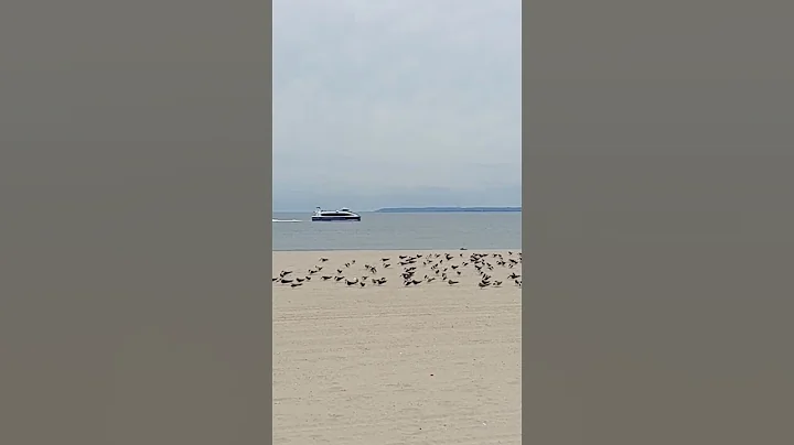 September 30, 2022: Coney Island ocean and NYC Ferry boat