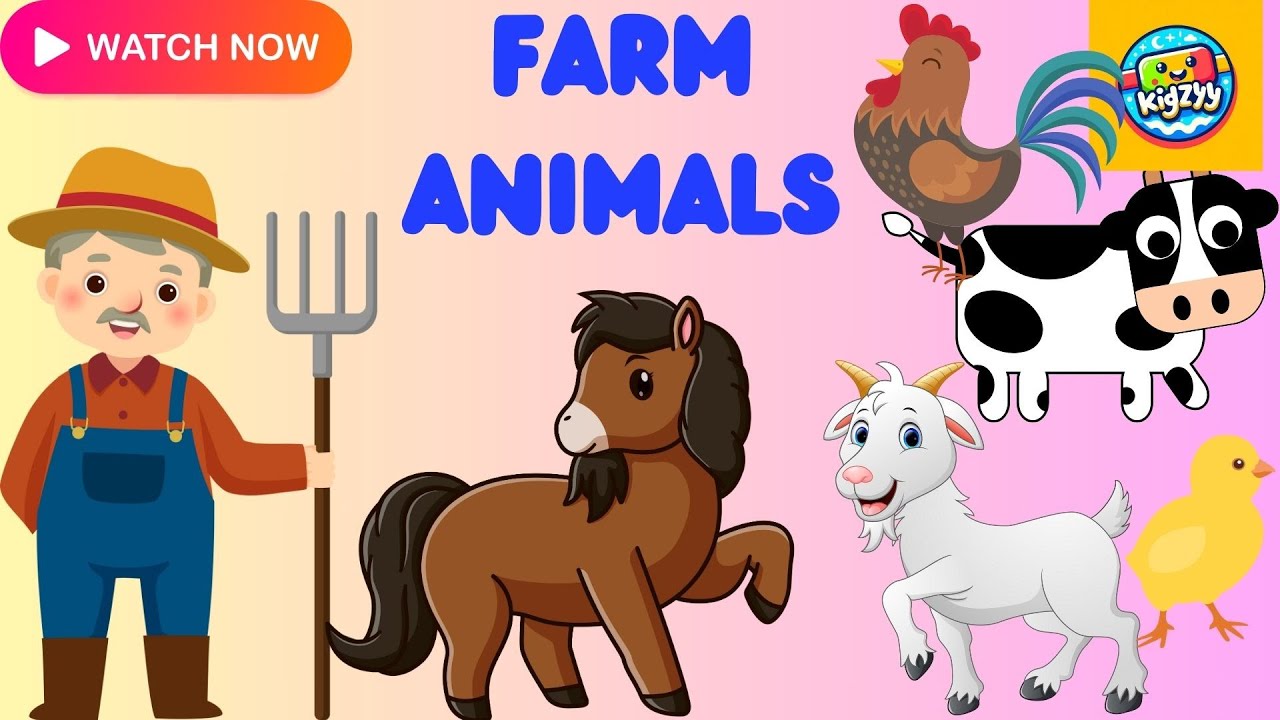 Farm Animals||Learn Farm Animals||Animal sound||English vocabulary||For ...