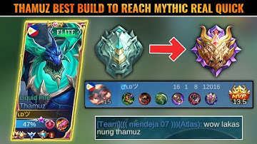 THAMUZ BEST BUILD AND ROTATION TO RANK UP FASTER | EPIC TO MYTHIC REAL QUICK - MLBB