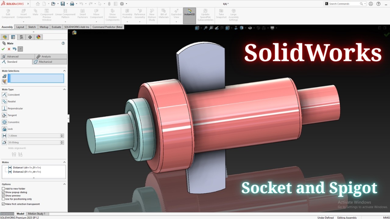 How to Make Socket and Spigot Joint in SolidWorks 2025 II SOCKET AND SPIGOT JOINT IN SOLIDWORKS