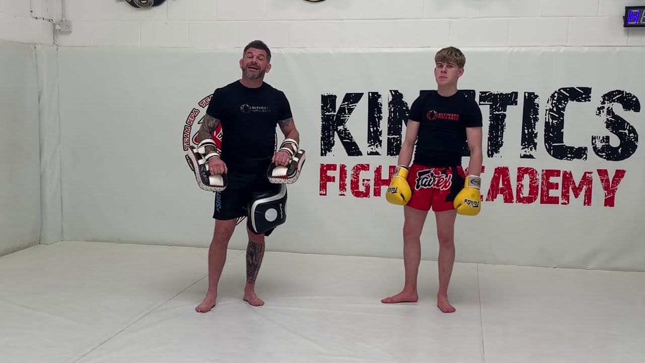 Muay Thai pad combo jab cross elbow knee body kick YouTube