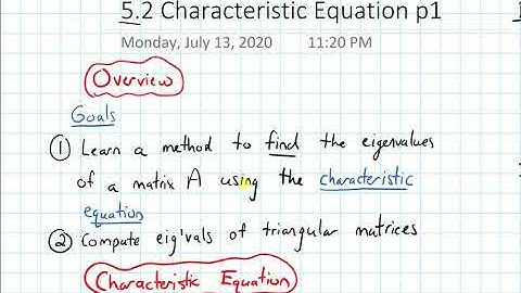 5.2 Characteristic Equation--Overview (Video 1)