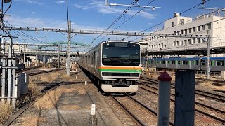 E231系　10両　上野東京ライン　東海道線直通　普通　熱海行きとして　大宮駅6番線到着シーン