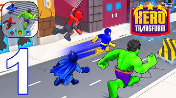 Hero Transform: Superhero Game - Gameplay Part 1 Levels 1-10 Superhero Race Mashup Hero Game
