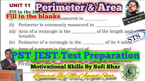 MCQs | Perimeter & Area | lec15 | PST JEST Test Preparation| Maths Class6 | Fill in the blanks