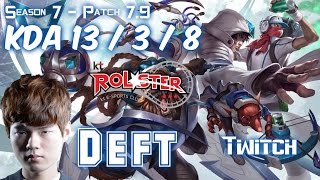 KT Deft TWITCH vs ASHE ADC - Patch 7.9 KR Ranked