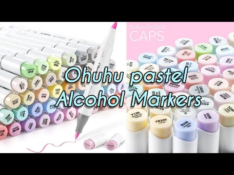 Unboxing Ohuhu pastel Alcohol Markers 🥰 cute colours for drawing 😍 Quick  dying Markers 