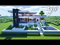 Minecraft: How to Build a Modern House Tutorial (Easy) #43 - Interior in Description!