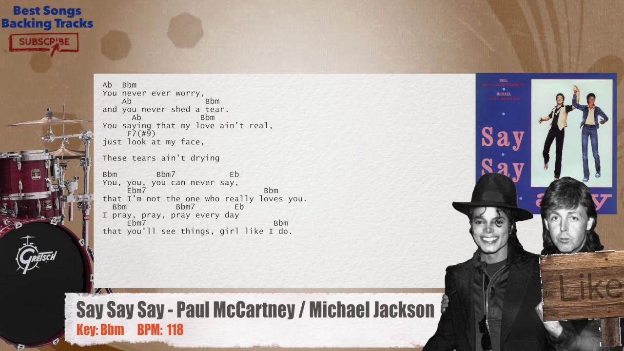 🥁 Say Say Say Paul McCartney / Michael Jackson Drums Backing Track with chords and lyrics 🥁 Say Say Say Paul McCartney / Michael Jackson Drums Backing Track with chords and lyrics