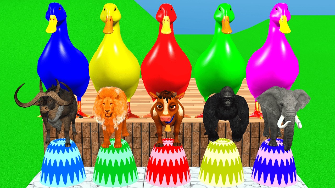 Long Slide Game With Cow Dinosaur Lion Elephant Hippopotamus Funny 3d Animal Game Funny 3d Animals