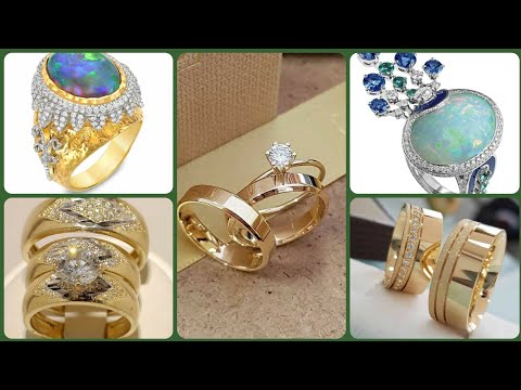 opal-diamond-gold-wedding-rings-design