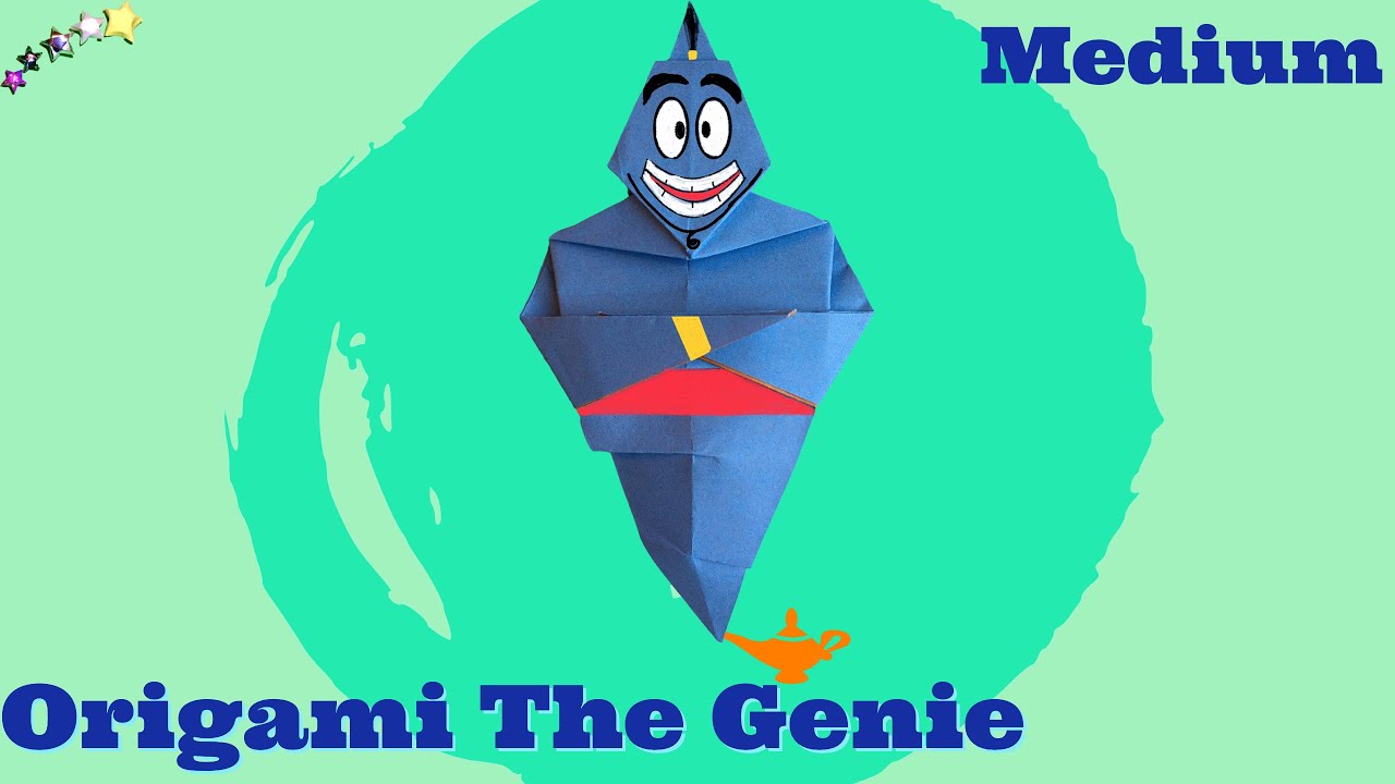 How to make origami Genie Jinn in Aladdin Disney. Medium lvl. paper