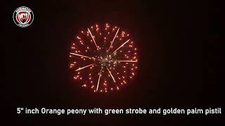 5inch-10 Orange peony with green strobe and golden palm pistil