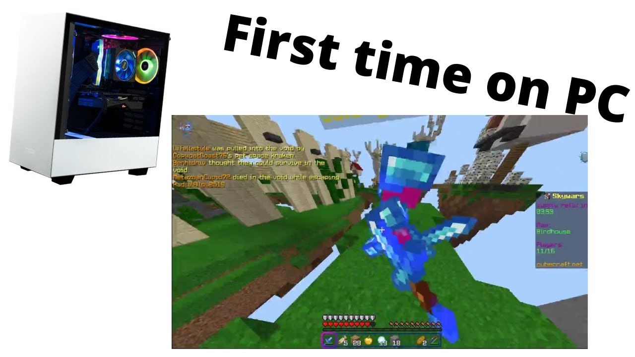 My first time playing on PC l Cubecraft l Minecraft Bedrock - YouTube