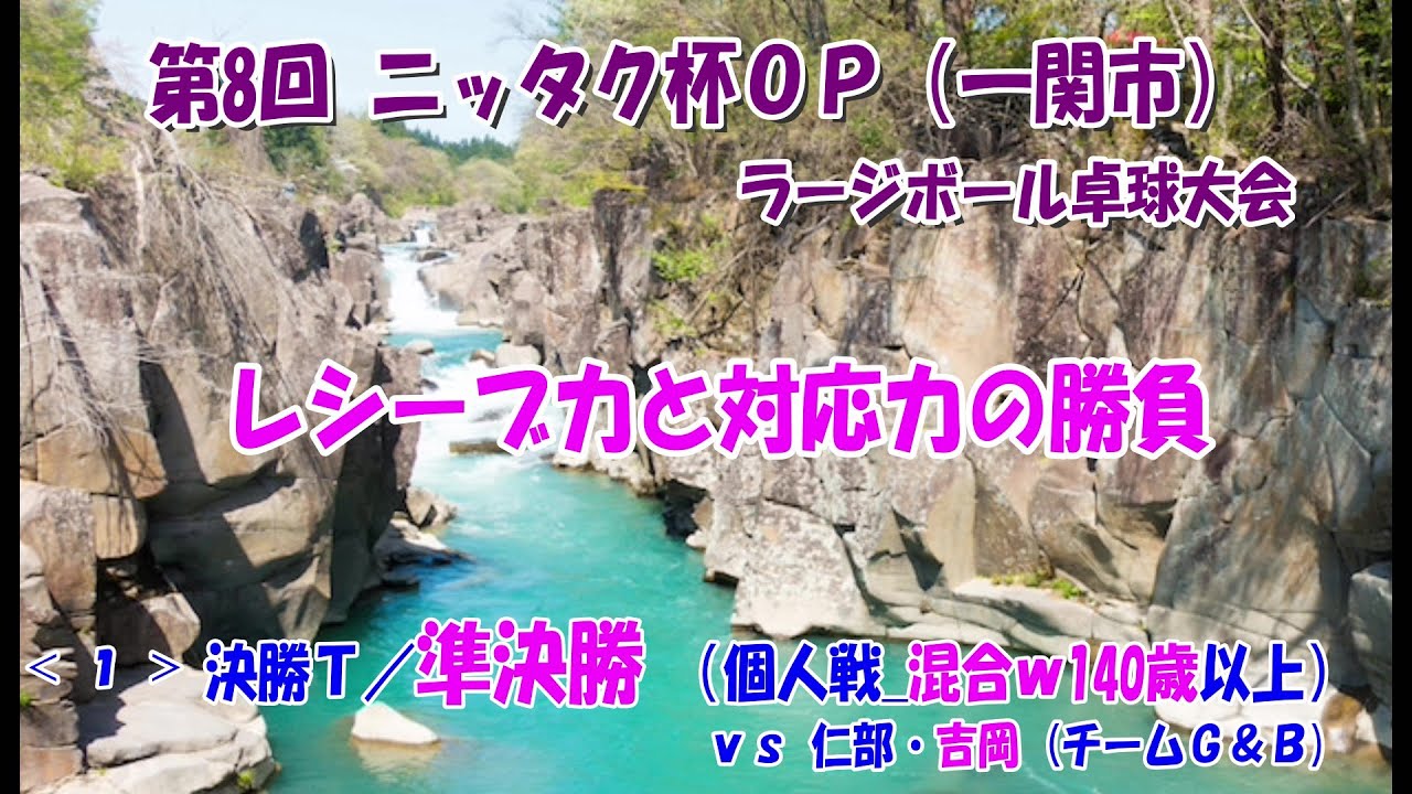 第8回ニッタク杯ＯＰラージボール大会（一関市）①レシーブ力と対応力　準決勝（混合ｗ140歳以上）