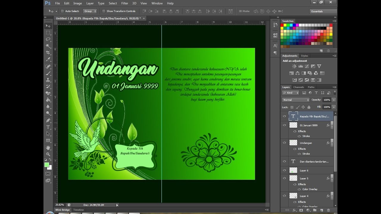 Cara desain  kartu undangan  dengan  photoshop  YouTube