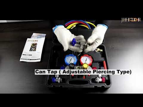 JIFETOR 4 Way AC Manifold Gauge Set, HVAC Diagnostic Refrigerant Charging Tool F