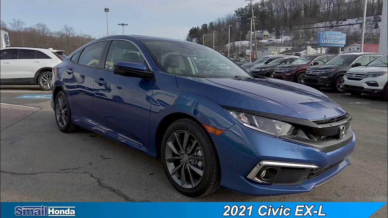 2021 Honda Civic EX-L Sedan - Aegean Blue Metallic | Smail Honda