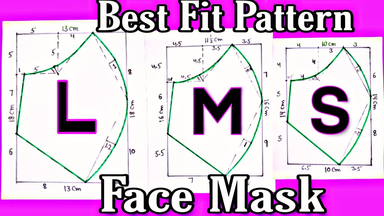 mask template with measurements (All Size L M S) Quick And Easy Face Mask Pattern Idea - DIY Face Mask  Pattern