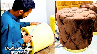 How to make a tufted ottoman bench #Diy #stool #bench #furnituredesign2.0 ❤