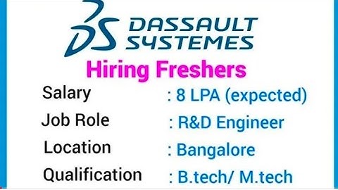Dassault Systems India Hiring for Fresher Mechanical Engineers I Mechanical Jobs I Engineering Jobs