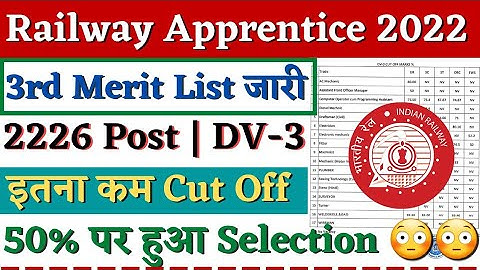 Railway Apprentice Merit List 2022, West Central Railway Apprentice 3rd Merit List, RRC WCR