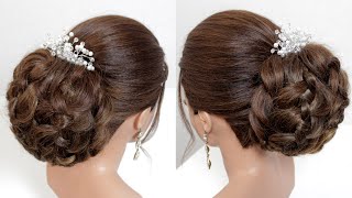 New low bun updo. Wedding Hairstyles For Long And Medium Hair. Elegant Bridal Updos.