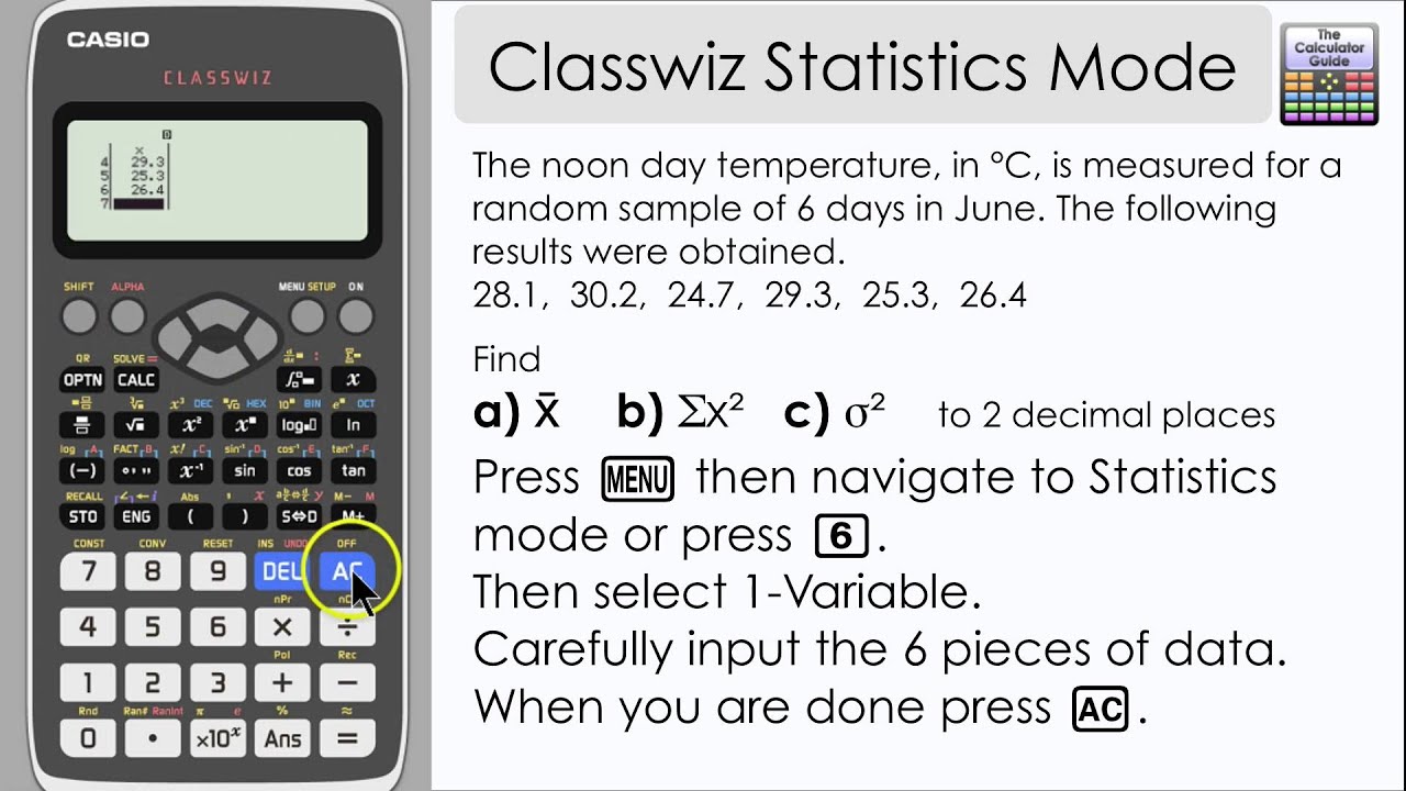 Casio Classwiz fx-991EX Statistics  Find Mean, Variance 