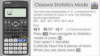 Estatisticas Casio Classwiz fx 991EX Encontre Media Variancia Desvio Padrao e Es