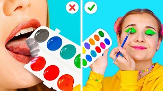 HOW TO SNEAK FOOD AND MAKEUP ANYWHERE YOU GO || DIY Crafts And Funny Situations By 123GO! Live