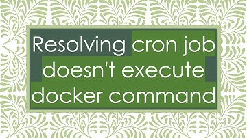 Resolving cron job doesn