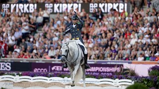 Alejandro Sánchez del Barco y Quincallo de Indalo, en la Kür Freestyle de Herning 2022 (78.386%)