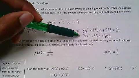 6.1, 6.2 Composite, 1 to 1, and Inverse Functions