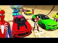 SPIDERMAN Vs HULK McQueen Friends CARS Sea CONTAINER JUMP Challenge ! SUPERHEROES Mack Truck - GTA V