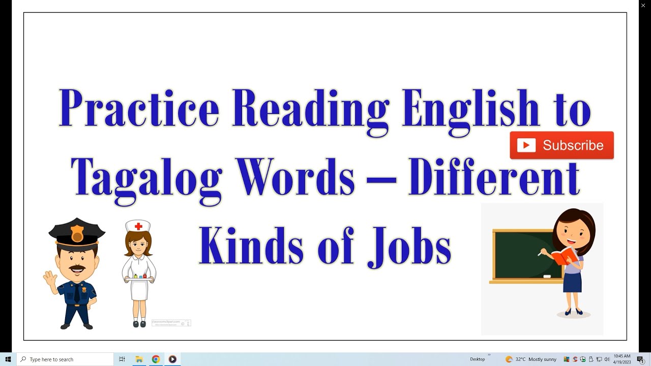 Practice Reading English to Tagalog Words Different Kinds of Jobs YouTube