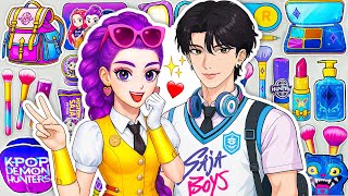 💖Paper DIY💖KPOP DEMON HUNTERS Rumi \& Jinu Couple School Fashion Skincare + Makeup Blind Bag Unboxing