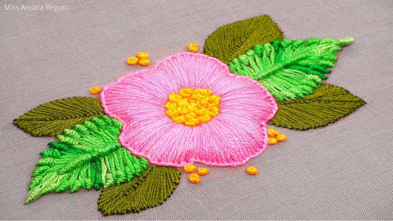 Hand Embroidery Techniques for Flowers, Beautiful Pink Flower