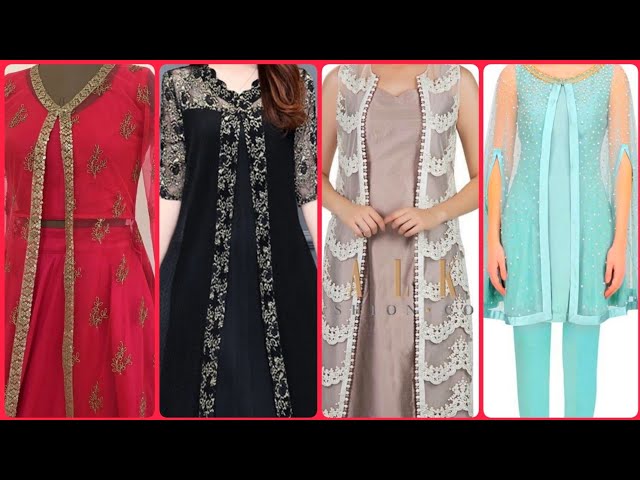 Latest #Long #Net #Shrug Design | #Kurti With Long Shrug Design | #Silk  Kurti With Net Shrug | Shrug for dresses, Long shrug, Long kurti designs