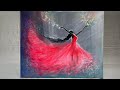 How To Paint LADY IN RED ❤️ acrylic step by step painting tutorial