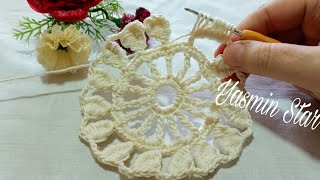 #فكرة / مفرش دائرى / #كروشيه / سهل سريع / وحدات دائريه / قواعد كوب #crochet # yasmin_star