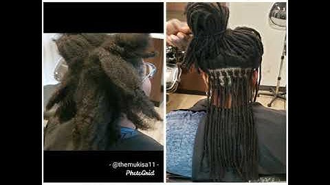 Installation of 8 inch permanent loc extensions at Mukisa locs Hair Salon!