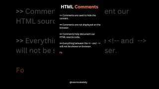 What Are HTML Comments ? || #html  #tutorial #shorts #video #viralvideo Wealth