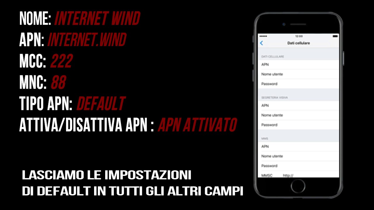 Configurare connessione Internet Wind su iPhone