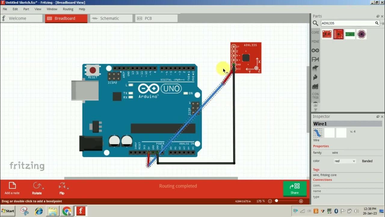 How to connect ADXL335 With Arduino in Fritzing | Fritzing Tutorial ...
