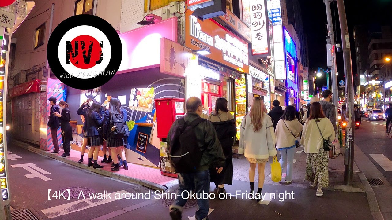 4K walk shin-okubo】美女が集まる人生酒場。金曜夜の新大久保を